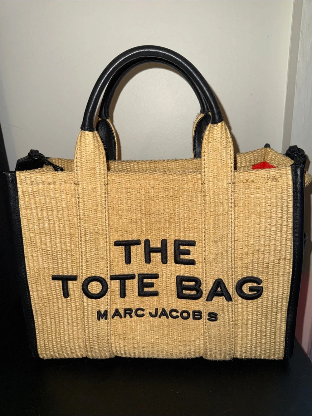 Marc Jacobs Straw Tote Bag with Black Trim